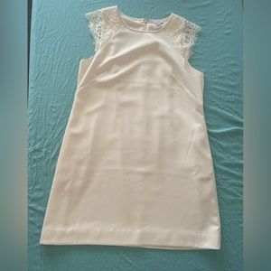 J. Crew Cream Lace shoulder Dress